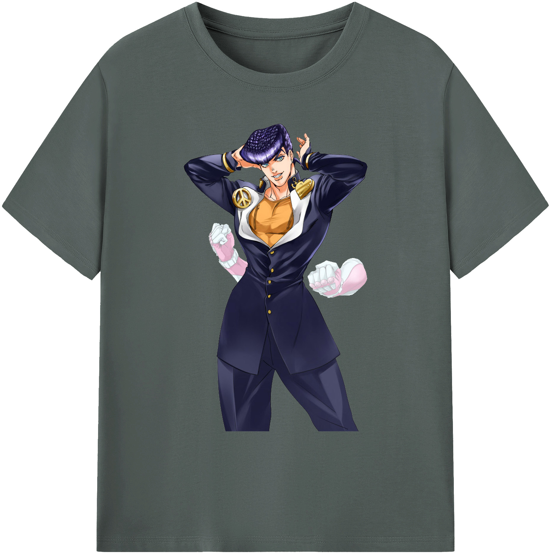 （画像用） ジョジョの奇妙な冒険 ひがしかた じょうすけ JoJo's Bizarre Adventure Higashikata Josuke 綿100％ メンズ半袖Tシャツ｜肌触りやわらか＆通気性